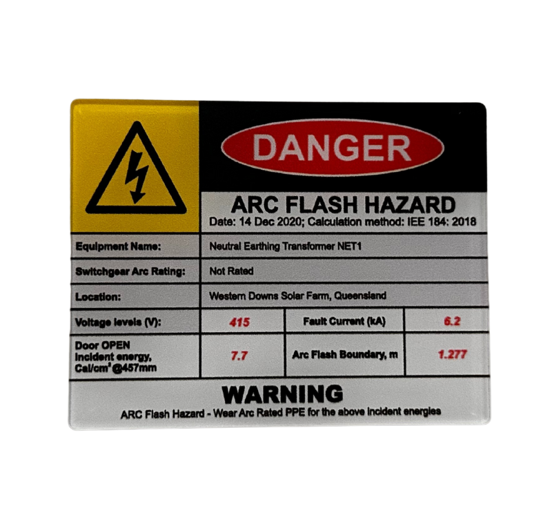 Arc flash signage label